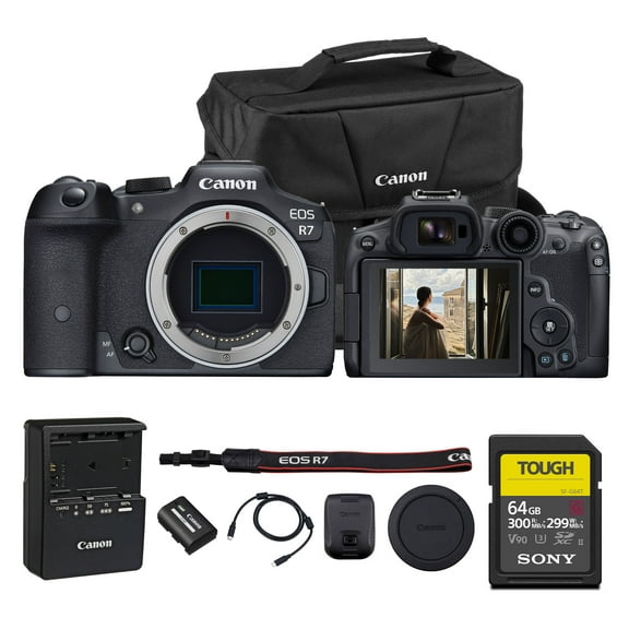 Canon EOS R7 Mirrorless Camera | Pro-Grade Speed & Precision in an APS-C Powerhouse (5137C002) + 64GB Memory Card + Canon Shoulder Bag