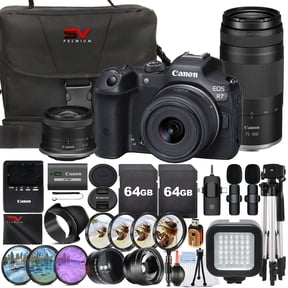 Canon EOS R7 Mirrorless Camera with RF-S 18-45mm + 75-300mm Lens + 2 Pack 64GB Memory Card + Case + Wide Angle + SV Premium Accessory Bundle (International Version)