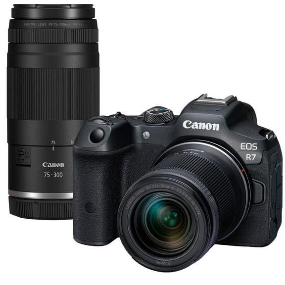 Canon EOS R7 Mirrorless Camera with 18-150mm + RF 75-300mm f/4-5.6 Lens International Model