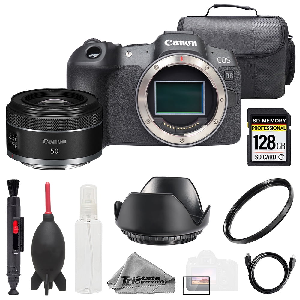 Canon EOS R8 Camera + Canon RF 50mm f/1.8 STM Lens +128GB+ Bag+ UV
