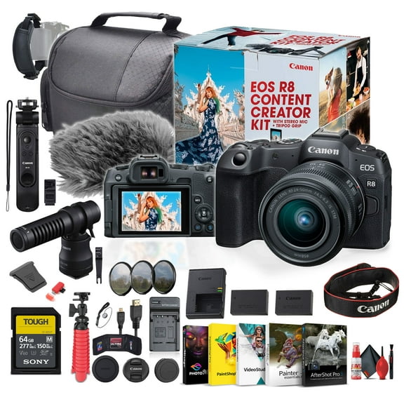 Canon EOS R8 Camera Content Creator Kit with RF 24-50mm F/4.5-6.3 IS STM Lens - Bundle(International Model)