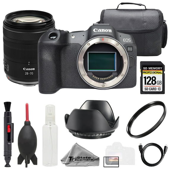 Canon EOS R8 Camera + RF 28-70mm f/2.8 IS STM Lens +128GB+ Bag+ UV Filter- Basic Kit (International Version)