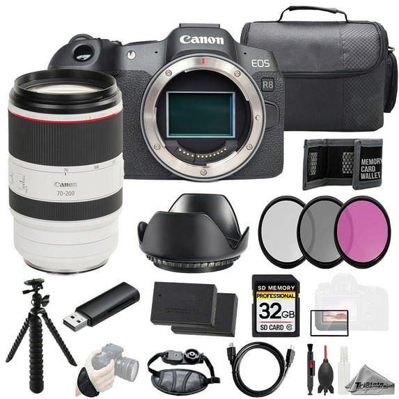 Canon EOS R8 Camera + RF 70-200mm f/2.8L IS USM Lens +32GB + Ext Bat+ 3 PC Filter- Kit (International Version)