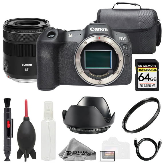Canon EOS R8 Camera + RF 85mm f/2 Macro IS STM Lens +64GB + Bag+ UV Filter- Basic Kit (International Version)