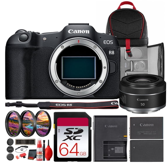 Canon EOS R8 Mirrorless Camera | 24.2MP Full-Frame CMOS, DIGIC X, Dual Pixel CMOS AF II, 4K60p 10-bit, 40fps, Cropping Guide Firmware (International Model)