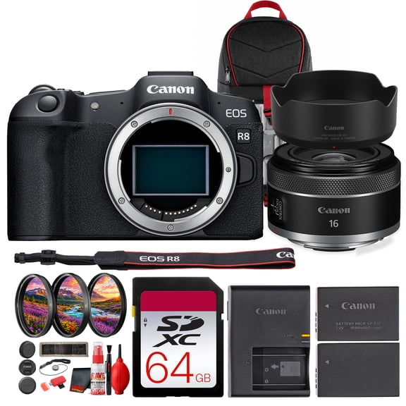 Canon EOS R8 Mirrorless Camera | 24.2MP Full-Frame CMOS, DIGIC X, Dual Pixel CMOS AF II, 4K60p 10-bit, 40fps, Cropping Guide Firmware (International Model)