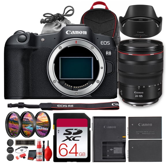 Canon EOS R8 Mirrorless Camera | 24.2MP Full-Frame CMOS, DIGIC X, Dual Pixel CMOS AF II, 4K60p 10-bit, 40fps, Cropping Guide Firmware (International Model)