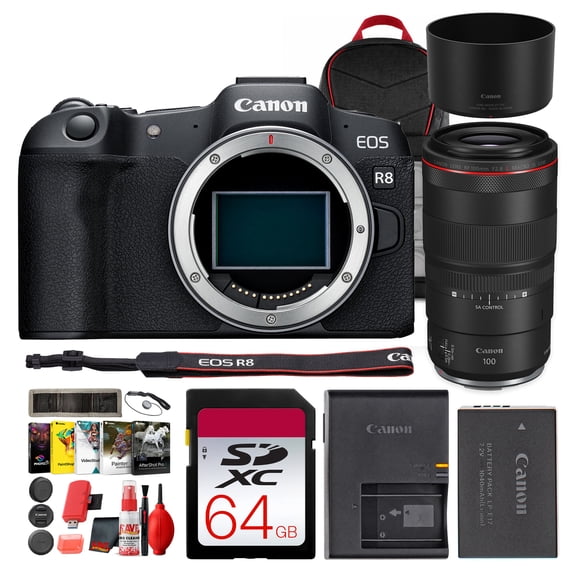 Canon EOS R8 Mirrorless Camera | 24.2MP Full-Frame CMOS Sensor, DIGIC X Processor, 4K60p Video, 40fps Shooting, Dual Pixel CMOS AF II, Cropping Guide Firmware (International Model)