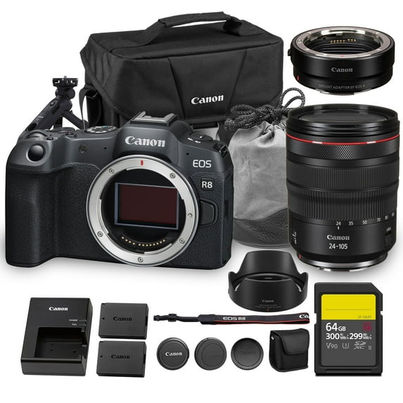 Canon EOS R8 Mirrorless Camera – 24.2MP Full-Frame Sensor, 4K60p Video