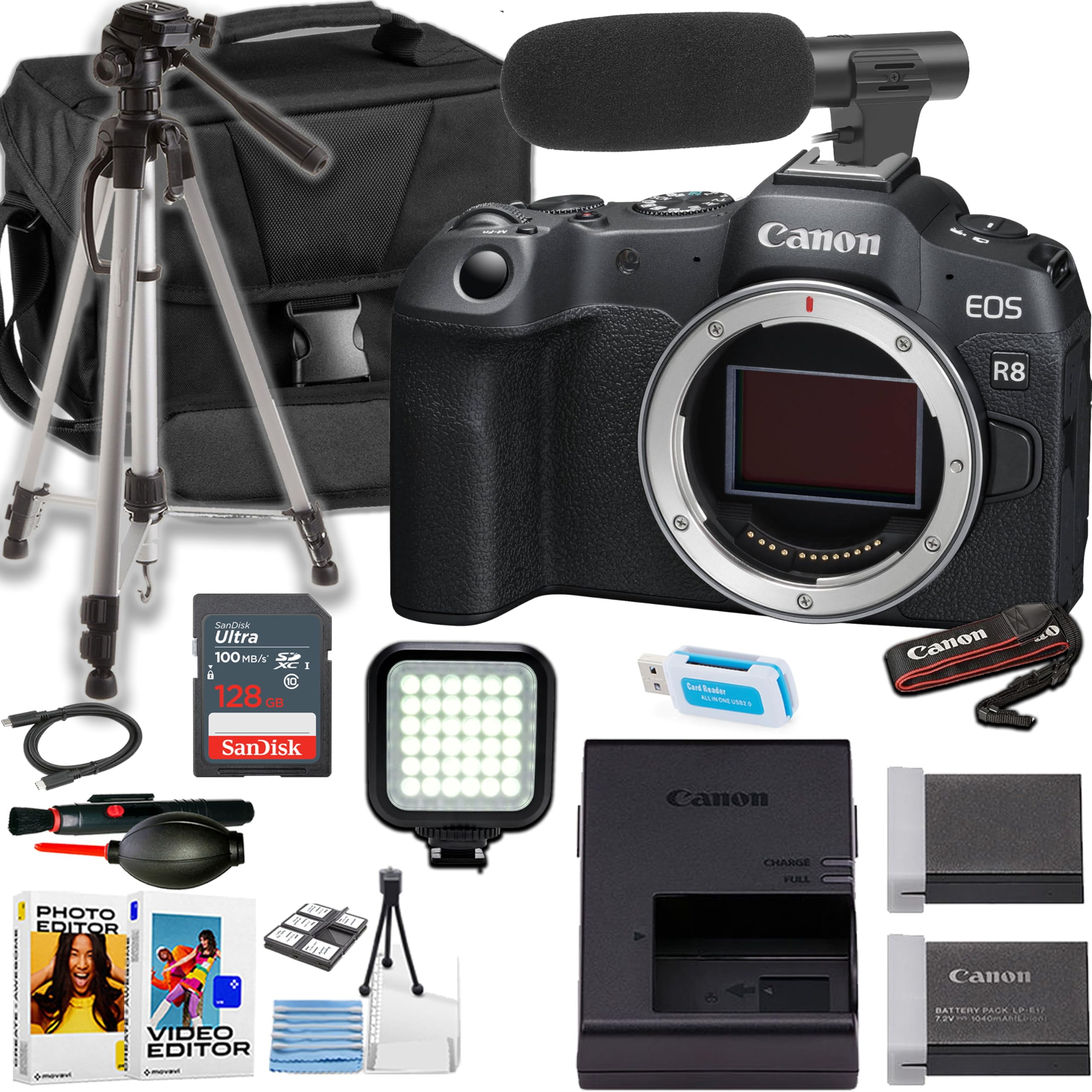 Canon EOS R8 Mirrorless Camera Body ONLY + Directional Microphone ...