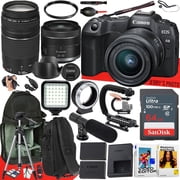 Canon EOS R8 Mirrorless Camera with RF 24-50mm f/4.5-6.3 is STM and EF 75-300mm f/4-5.6 III Lens + 64 GB Memory + Video LED Light + Mic + More 31pc Bundle International Version