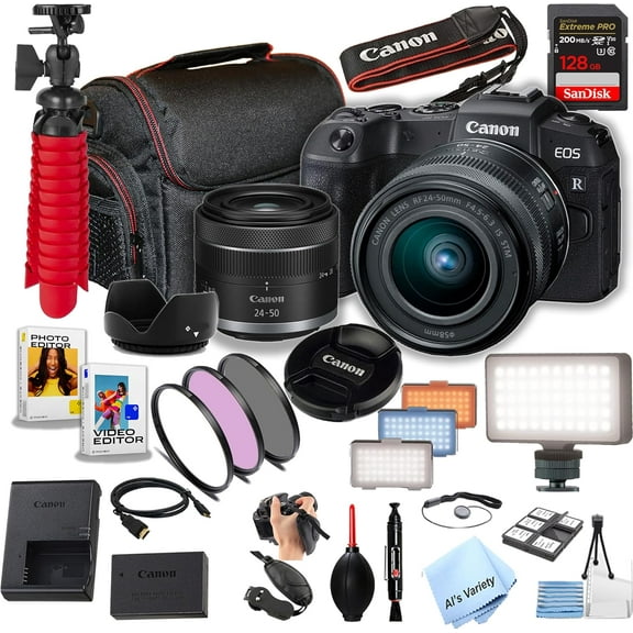 Canon EOS RP 26.2MP Full-Frame Camera with 24-50mm Lens, 128GB SD Card and More (Essential Bundle) (International Version)
