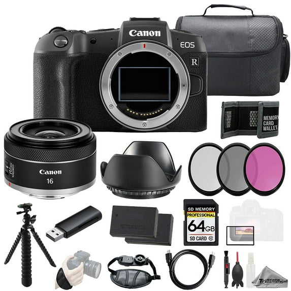 Canon EOS RP Camera + RF 16mm f/2.8 STM Lens +64GB + Ext Bat+ 3 PC Filter- Kit (International Version)