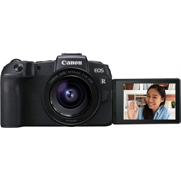 Canon EOS RP Full Frame Mirrorless 4K Camera Body with RF 50mm F1.8 STM Lens (3380C002 + 4515C002) Bundle with Canon EOS Webcam Accessories Starter Kit 1425C009