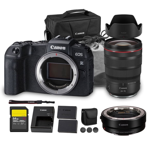 Canon EOS RP Mirrorless Camera with RF 24-70mm Lens, 26.2MP Full Frame, 4K Video Bundle with Adapter & Accessories (International Model)
