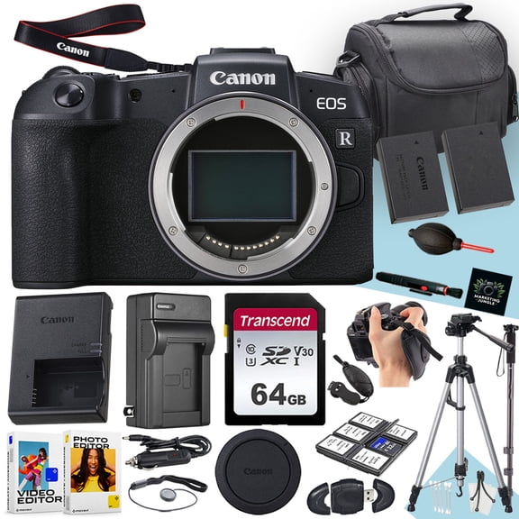 Canon EOS RP Mirrorless Camera (Body Only) + 64 GB Memory + Tripod + Monopod + Extra Battery + More (20pc Bundle) (International Version)