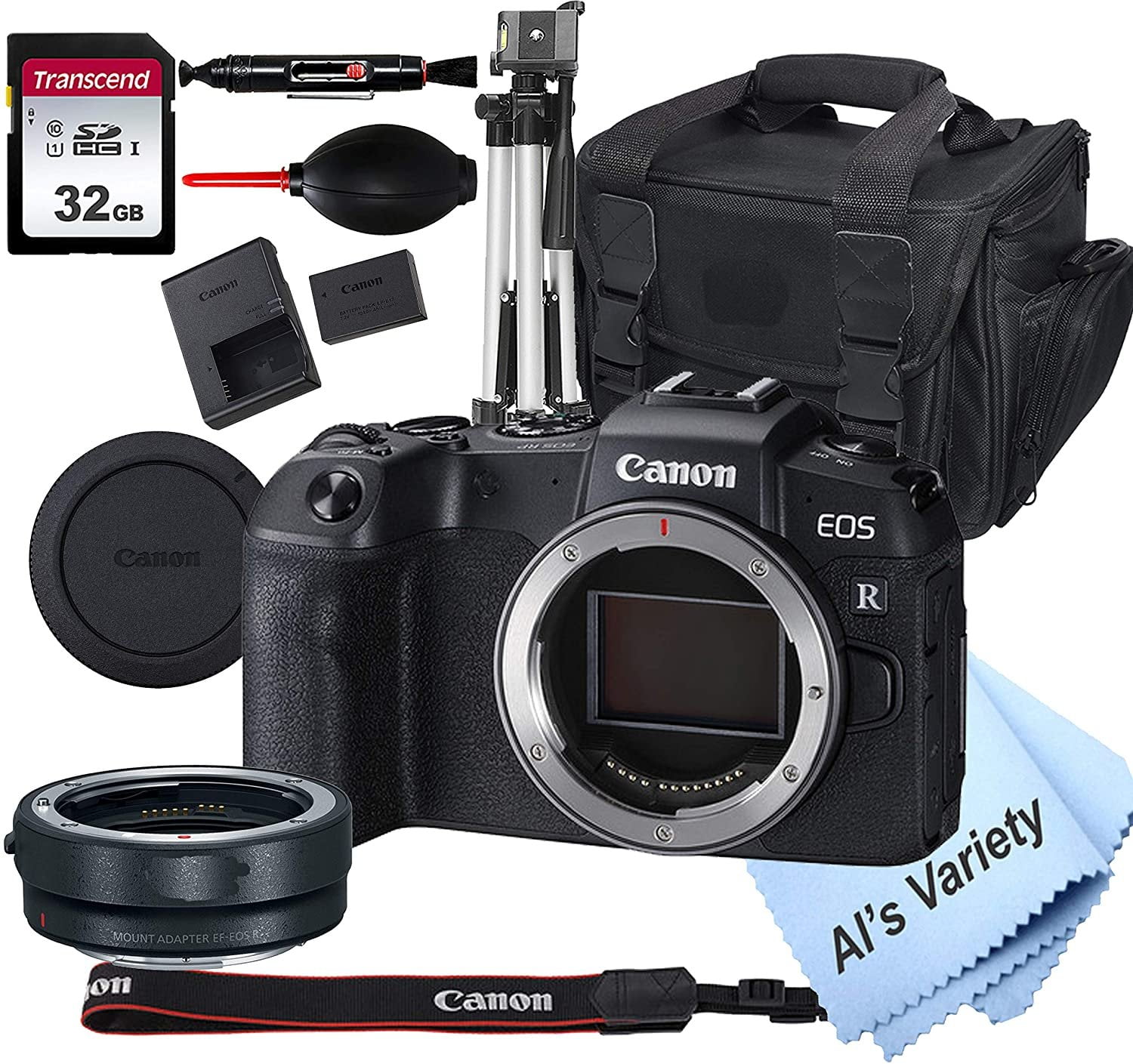 Canon EOS RP Mirrorless Camera Body Only W/Mount Adapter EF-EOS R + 32GB Card, Tripod, Case, and More 14pc Bundle (International Version)