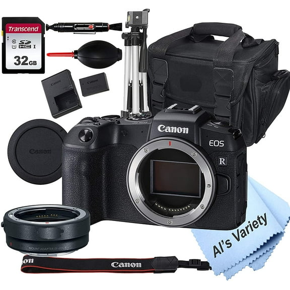 Canon EOS RP Mirrorless Camera Body Only W/Mount Adapter EF-EOS R + 32GB Card, Tripod, Case, and More 14pc Bundle