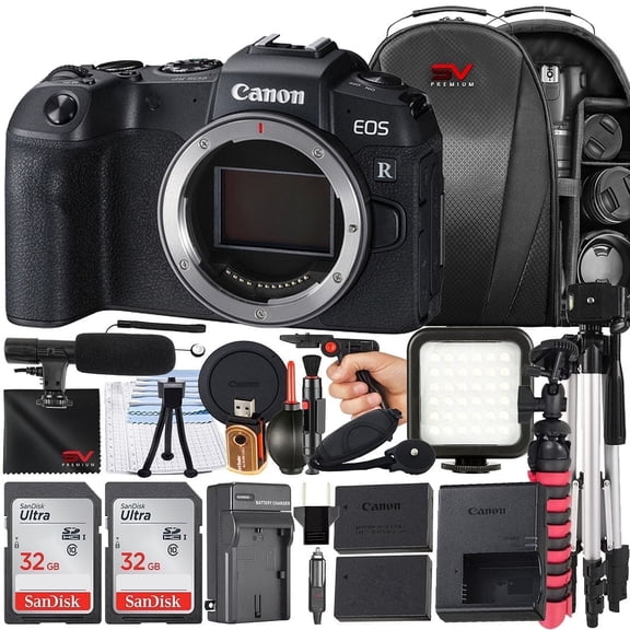 Canon EOS RP Mirrorless Camera (Body Only) with 2 Pack 32GB Memory Card + Case + LED Flash + SV Premium Accessory Bundle (International Version)