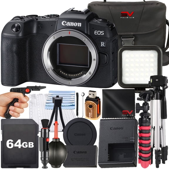 Canon EOS RP Mirrorless Camera (Body Only) with SanDisk 64GB Memory Card + Case + Tripod + SV Premium Accessory Bundle (International Version)