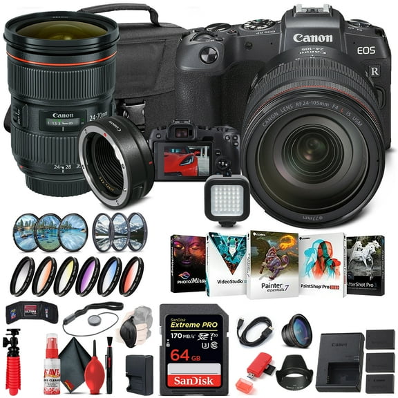 Canon EOS RP Mirrorless Camera with 24-105mm Lens (3380C012) + Canon EF + More (International Version)