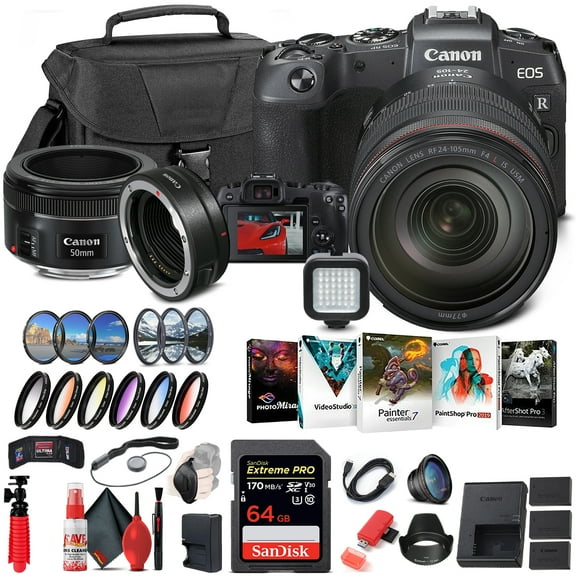 Canon EOS RP Mirrorless Camera with 24-105mm Lens (3380C012) + Canon EF + More (International Version)