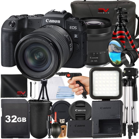 Canon EOS RP Mirrorless Camera with RF 24-105mm IS STM Lens + 32GB Memory Card + Case + Tripod + SV Premium Accessory Bundle (International Version)