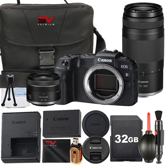 Canon EOS RP Mirrorless Camera with RF 24-50mm + 75-300mm Lens + 32GB Memory Card + Case + SV Premium Accessory Bundle (International Version)