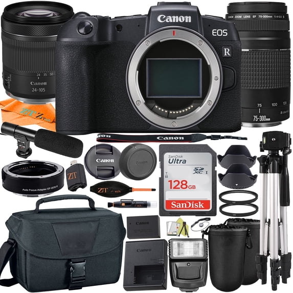 Canon EOS RP Mirrorless Camera with RF24-105mm + 75-300mm Lens + Mount Adapter + SanDisk 128GB + ZeeTech Accessory (International Version)