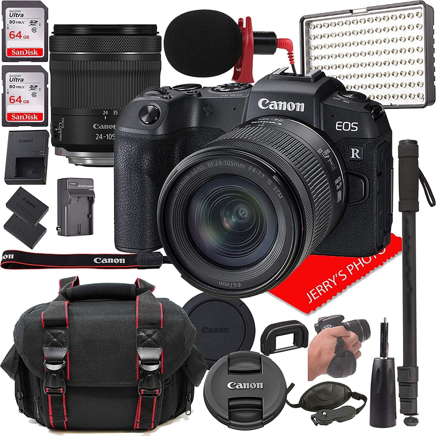 Canon EOS RP Full Frame Mirrorless Camera with 24-105mm Lens, LED