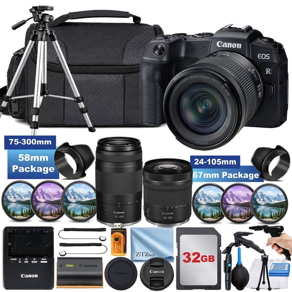 Canon EOS RP Mirrorless Digital Camera RF 24-105MM and RF 75-300mm Lenses (3380C002) (International Version)