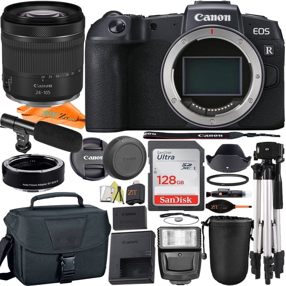Canon EOS RP Mirrorless Digital Camera with RF24 to 105mm Lens + Mount Adapter + 128GB Card + ZeeTech Accessory Bundle (International Version)