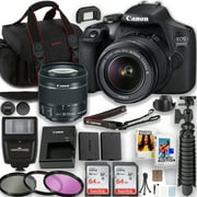 Canon EOS Rebel 2000D / T7 DSLR Camera with EF-S 18-55mm Lens + 2X 64GB Memory Cards + Slave Flash + Tripod + Camera Case & More