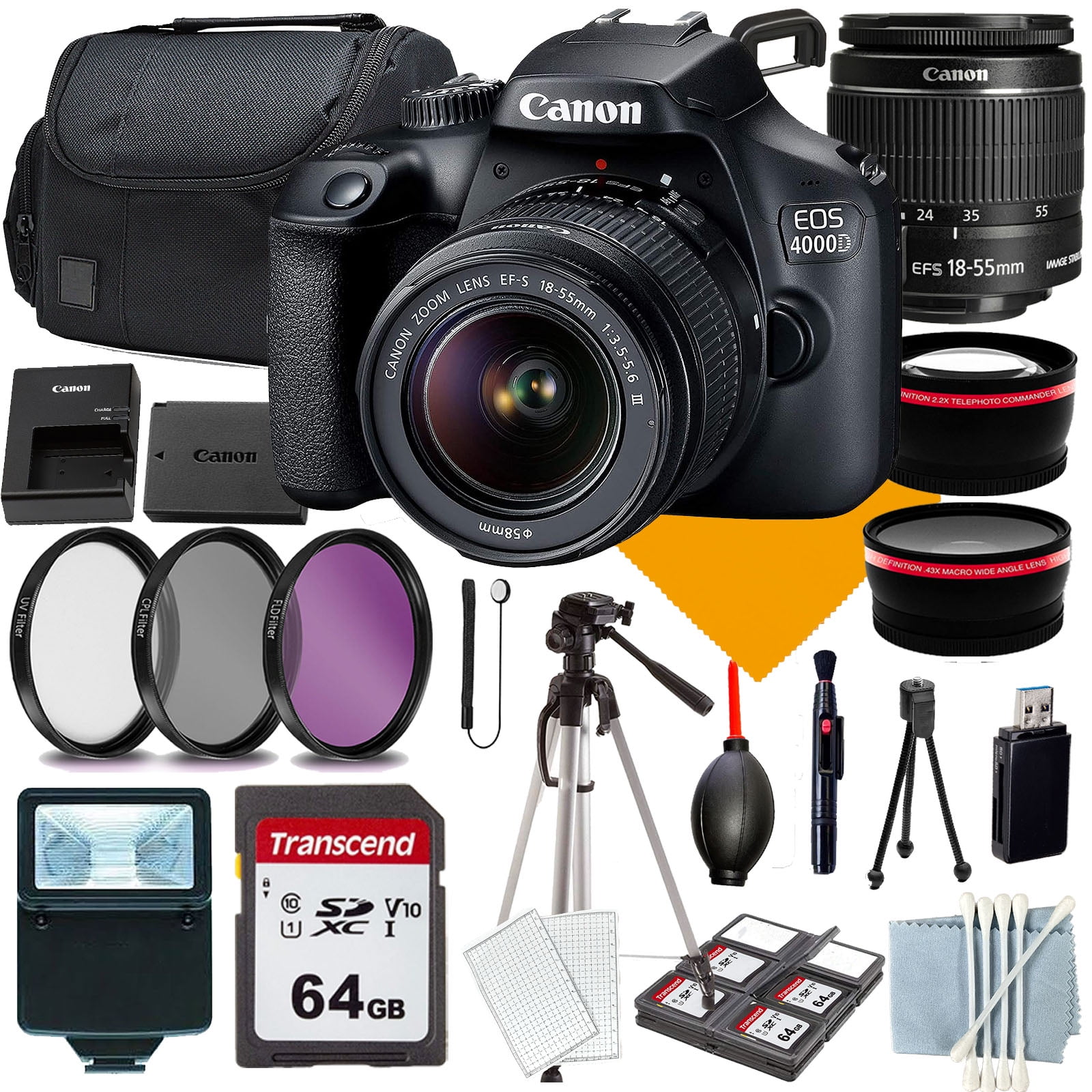 Canon EOS 4000D 18MP Digital SLR Camera 18-55mm Lens Premium Kit