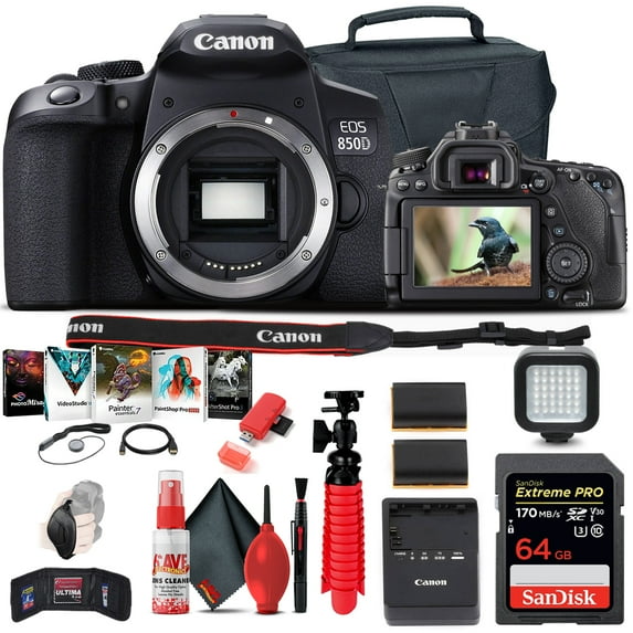 Canon EOS Rebel 850D / T8i DSLR Camera + 64GB Memory Card + Case + More (International Version)