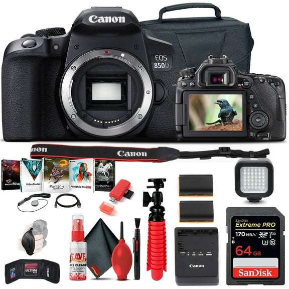 Canon EOS Rebel 850D / T8i DSLR Camera + 64GB Memory Card + Case + More (International Version)