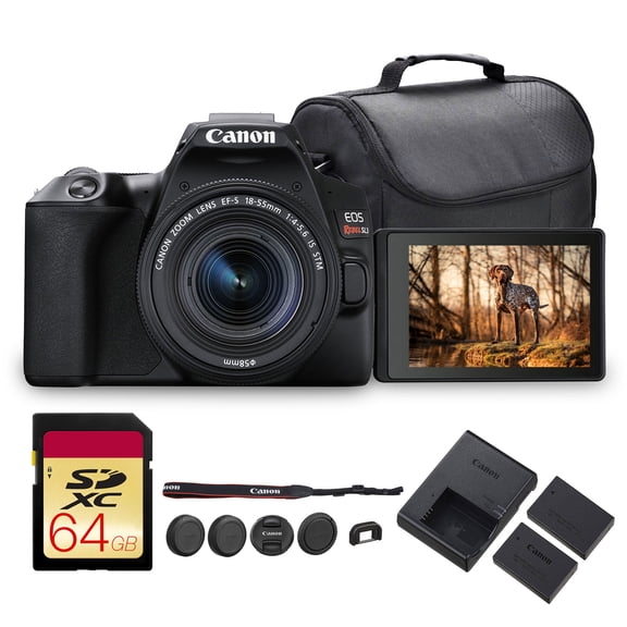 Canon EOS Rebel SL3 DSLR Camera with 18-55mm Lens (Black) | 24.1MP APS-C Sensor, Dual Pixel AF & 4K Video | Great for Beginners & Everyday Photography (3453C002) + 64GB Card + LP-E17 Battery + Bag