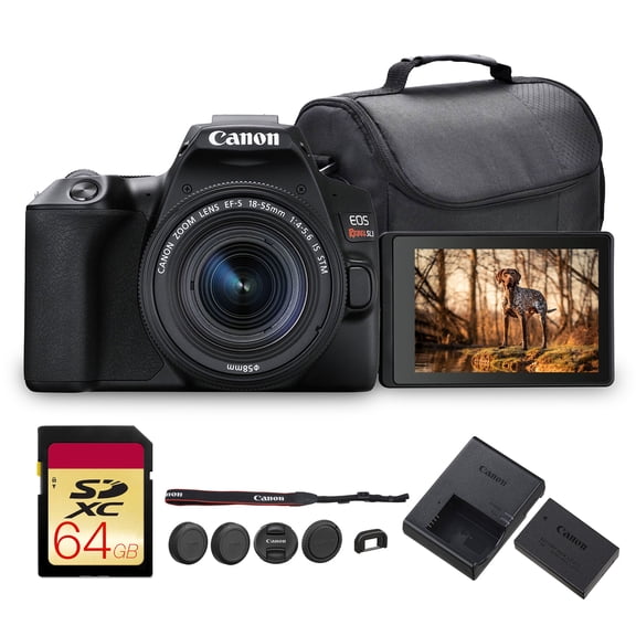 Canon EOS Rebel SL3 DSLR Camera with 18-55mm Lens (Black) | 24.1MP APS-C Sensor, Dual Pixel AF & 4K Video | Great for Beginners & Everyday Photography (3453C002) + 64GB Card + Canon Bag
