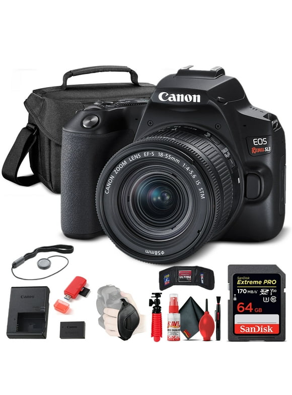 Canon EOS Rebel SL3 DSLR Camera W/ 18-55mm Lens (Black) (3453C002) + 64GB + More