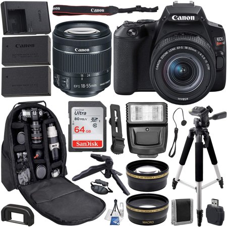 Canon EOS Rebel SL3 DSLR Camera with 18-55mm IS STM Lens (Black) with Beginner Accessory Bundle – Includes: SanDisk Ultra 64GB SDXC Memory Card, R