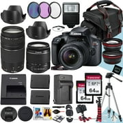 Canon EOS Rebel T100 DSLR Camera With Canon EF-S 18-55mm F/3.5-5.6 DC III Zoom And EF 75-300mm f/4-5.6 III Lens + 128 GB Memory + Extra Battery + Tripod + More (31pc Bundle)