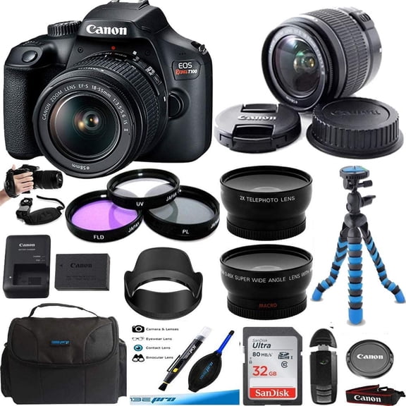 Canon EOS Rebel T100 Digital SLR Camera with 18-55mm Lens Kit + Buzz-Photo Premium Accessories Bundle,CNT100EP