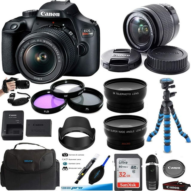 Canon EOS Rebel T100 Digital SLR Camera with 18-55mm Lens Kit + Expo Premium Accessories Bundle,CNT100EP