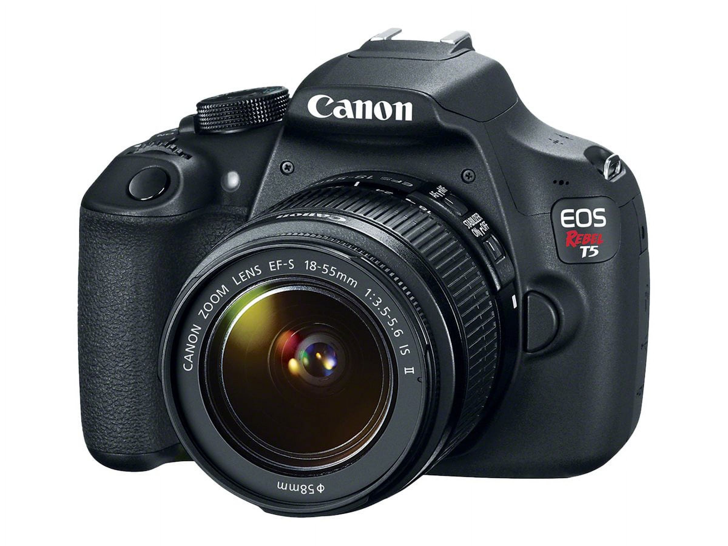 Canon EOS Rebel T5 - Digital camera - SLR - 18.0 MP - APS-C - 1080p - 3x optical zoom EF-S 18-55mm IS II and EF 75-300mm III lenses - black - image 1 of 4