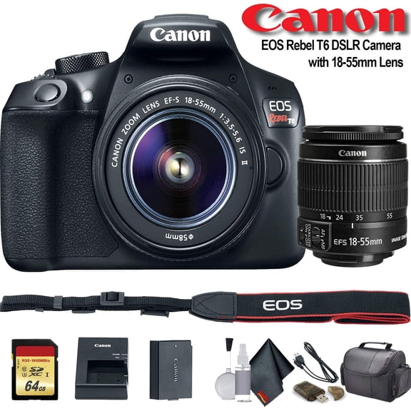 Canon EOS Rebel T6 DSLR Camera with 18-55mm Lens Starter Bundle (International Model)