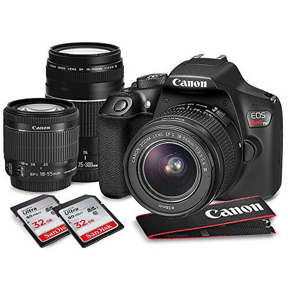 Canon EOS Rebel T6 Cámara réflex digital con lente 18 – 55 mm f/3.5 – 5.6  EF-S IS II lente + lente gran angular + 2 x Teleobjetivo de 58 mm + Kit de