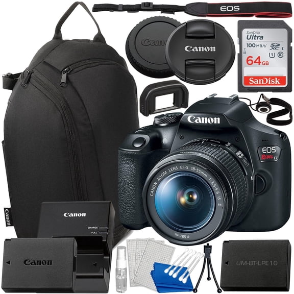Canon EOS Rebel T7 / 2000D DSLR Camera with EF-S 18-55mm f/3.5-5.6 Lens & Ultimaxx Accessory Bundle (16pcs)
