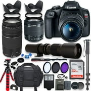Canon EOS Rebel T7 فلاش مدمج 32.5 ميجابكسل مع حامل ثلاثي القوائم، أسود