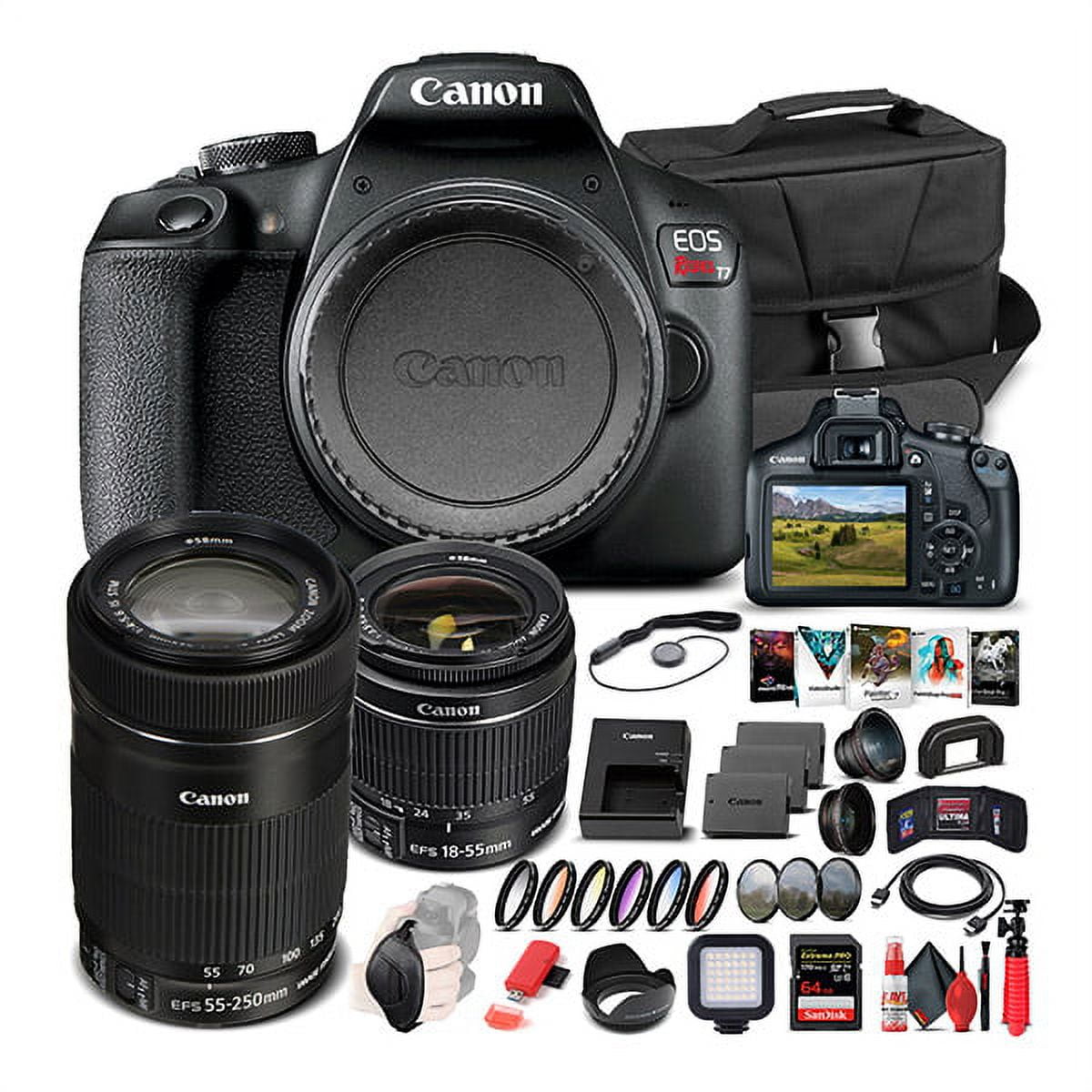 Canon EOS Rebel T7 Camera W/ 18-55mm and EF-S 55-250mm Lens