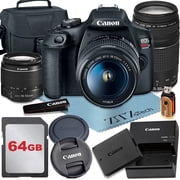 Canon EOS Rebel T7 DSLR Camera 24.1MP CMOS Sensor with 18-55mm + 75-300mm Lens + 64GB Memory Card + Case + ZeeTech Accessory Bundle International Version